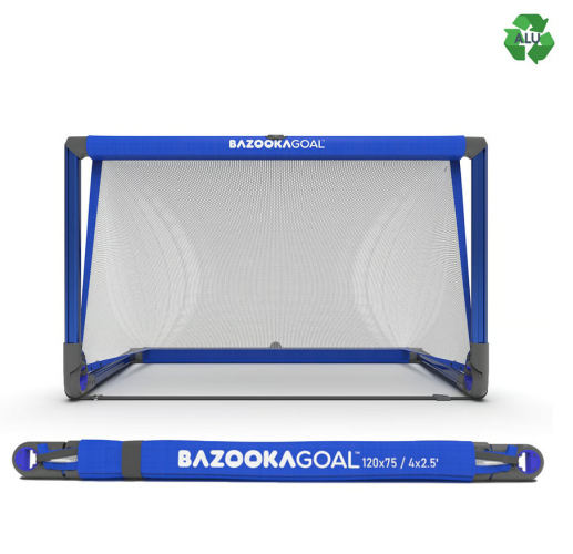 Bazookagoal Aluminium Teleskoptor - 120x75 cm - blau/weiss