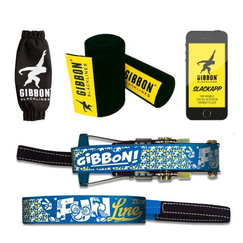 Preview: Gibbon Slackline Fun Line Treewear Set 15 m - Blau