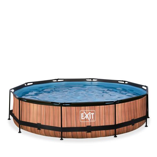 EXIT Wood Pool ø360x76cm mit Filterpumpe - braun