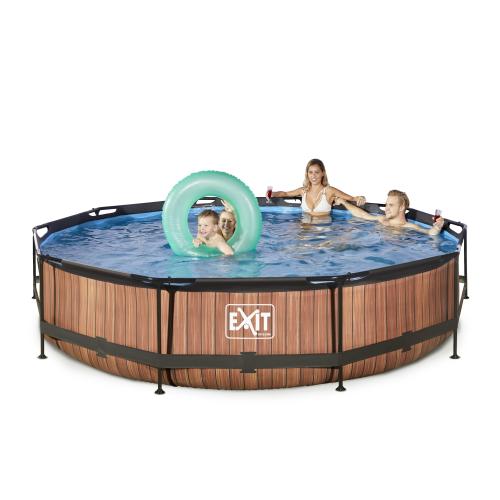 Preview: EXIT Wood Pool ø360x76cm mit Filterpumpe - braun