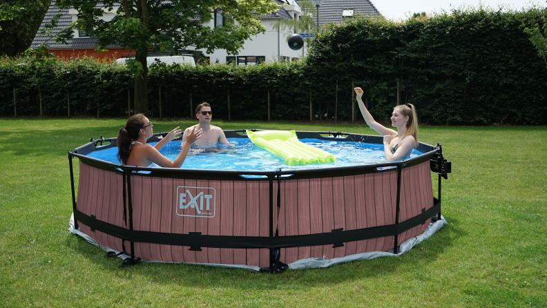 EXIT Wood Pool ø360x76cm mit Filterpumpe - braun