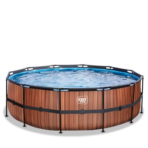 EXIT Wood Pool mit Sandfilterpumpe - braun, ø450x122cm