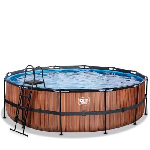 EXIT Wood Pool mit Sandfilterpumpe - braun, ø488x122cm
