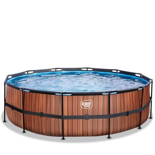 EXIT Wood Pool mit Sandfilterpumpe - braun, ø488x122cm