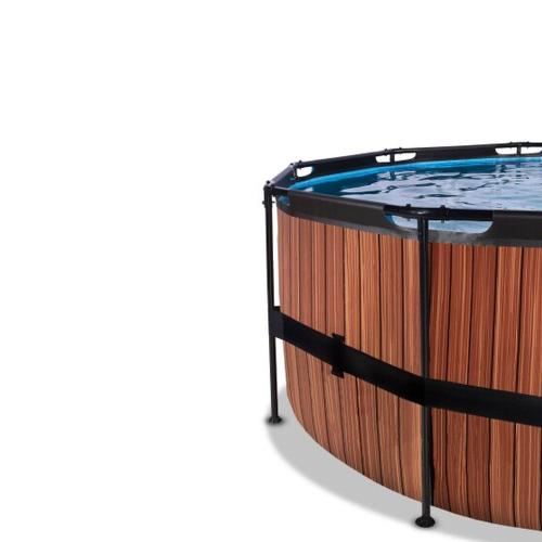 EXIT Wood Pool mit Sandfilterpumpe - braun, ø488x122cm