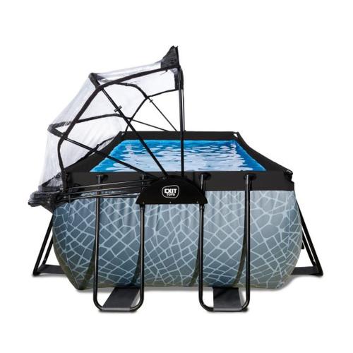 EXIT Stone Pool mit Sandfilterpumpe und Abdeckung - grau, 540x250x100cm