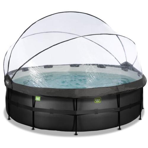 EXIT Black Leather Pool mit Sandfilterpumpe und Abdeckung - schwarz, ø450x122cm