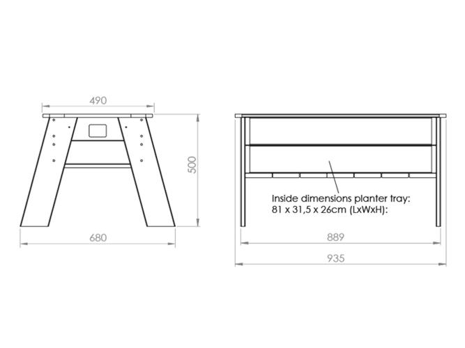 Preview: EXIT Aksent Hochbeet L mit Gewächshaus und Gartengeräten - 94x68cm