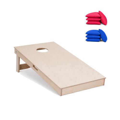 Gockel Cornhole Boards natural Set - 1 Board 4 rote und 4 blaue Bags