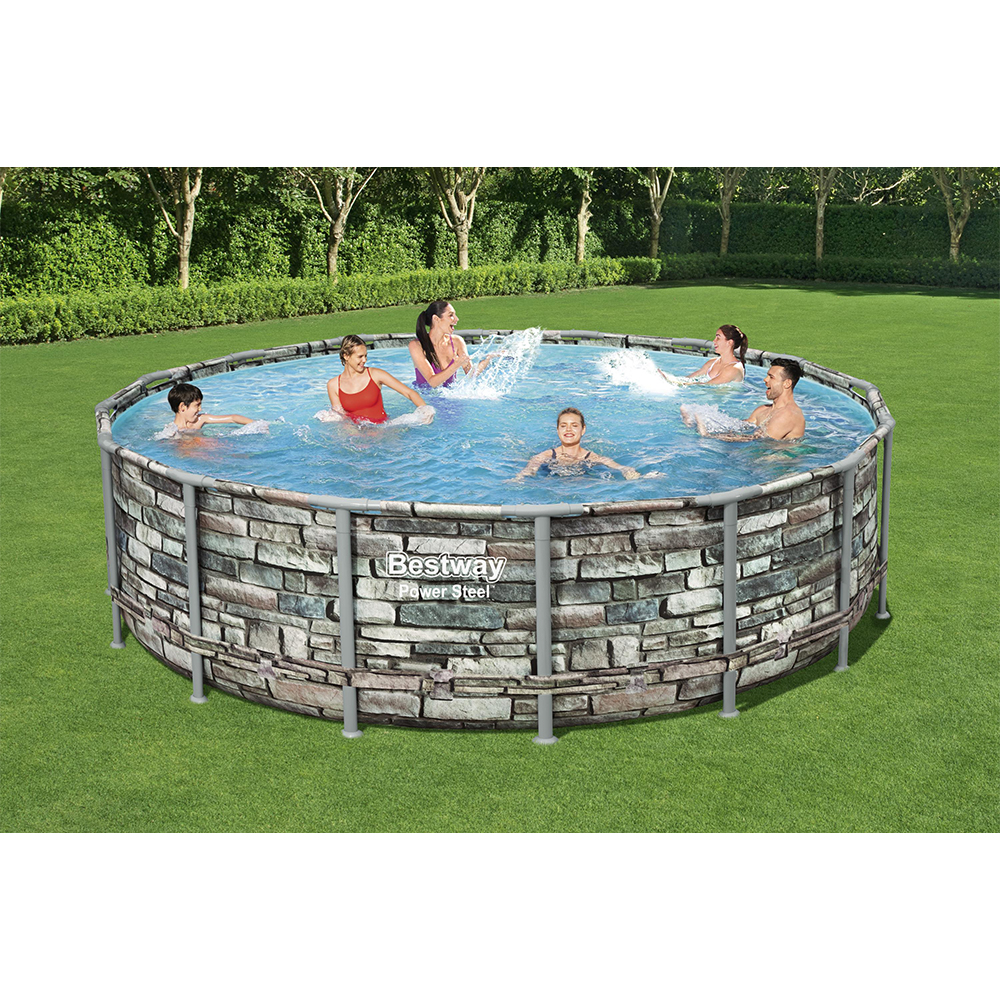 Schulsportmaterial.ch - POWER STEEL RECTANGULAR FRAME POOL 488X244X122CM