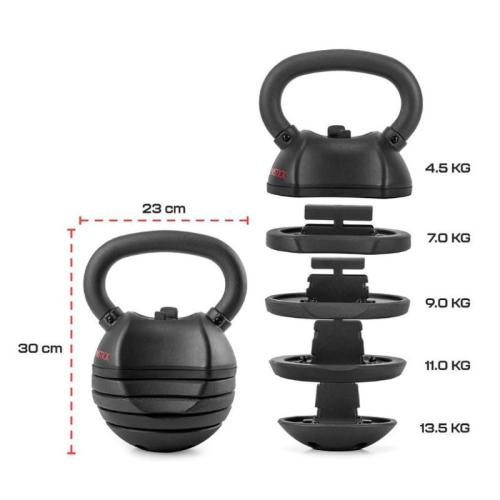 Gymstick Verstellbare Kettlebell 13,5 KG - schwarz