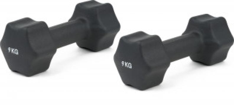 Fausthanteln aus Gusseisen mit Neoprenüberzug, 9 kg
