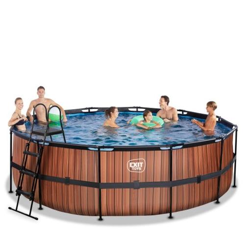 EXIT Wood Pool mit Sandfilterpumpe - braun, ø450x122cm