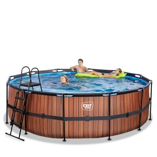 EXIT Wood Pool mit Sandfilterpumpe - braun, ø450x122cm