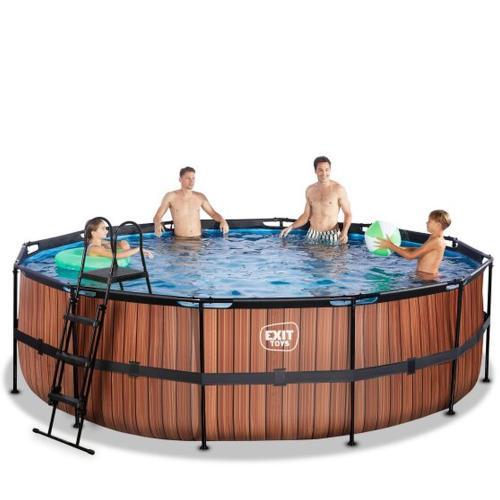 EXIT Wood Pool mit Sandfilterpumpe - braun, ø488x122cm