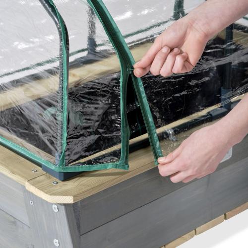 EXIT Aksent Hochbeet L mit Gewächshaus und Gartengeräten - 94x68cm