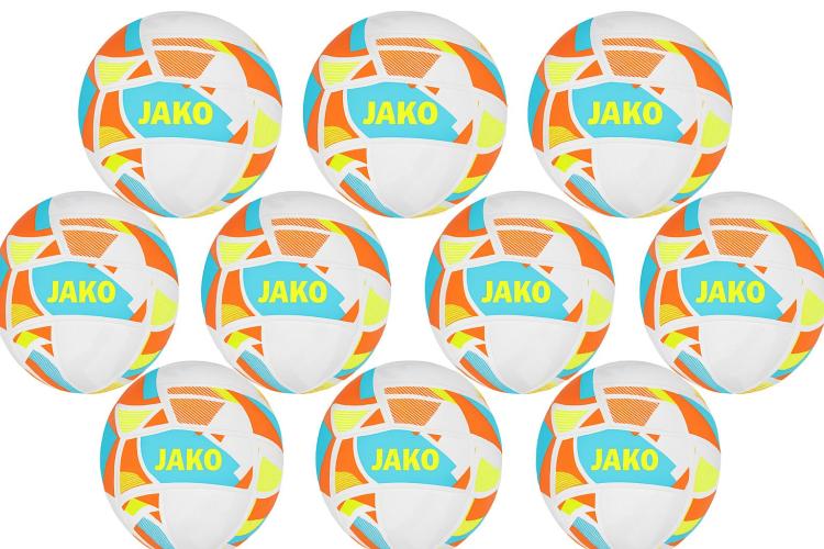 10-er Set Jako Miniball Iconic - weiss/cyan/neongelb