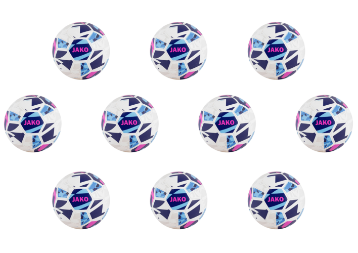 10-er Set Jako Lightball Iconic - Gr. 4, weiss/navy/pink, 350g